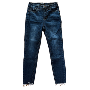 Judy Blue Dark Wash Skinny Fit Jeans Raw Hem Size 9/29